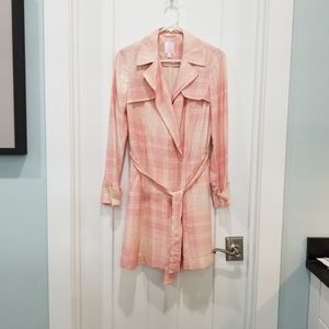 Lauren Conrad Pink Plaid Light Trench Coat